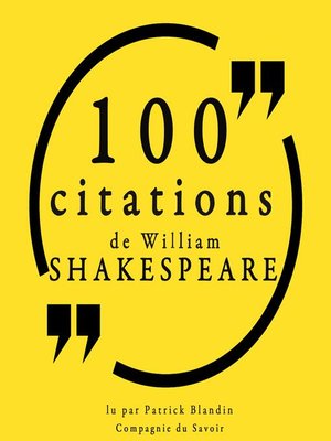 cover image of 100 citations de William Shakespeare